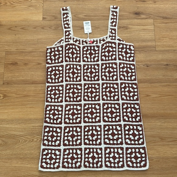 Marine Layer Womens Celeste Crochet Dress Medium Brown White Boho Resort New - Picture 9 of 9